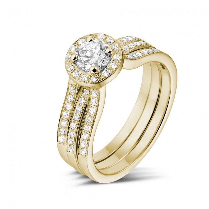 Bague Solitaire LOVE avec double diamants sur les côtés (double bagues)