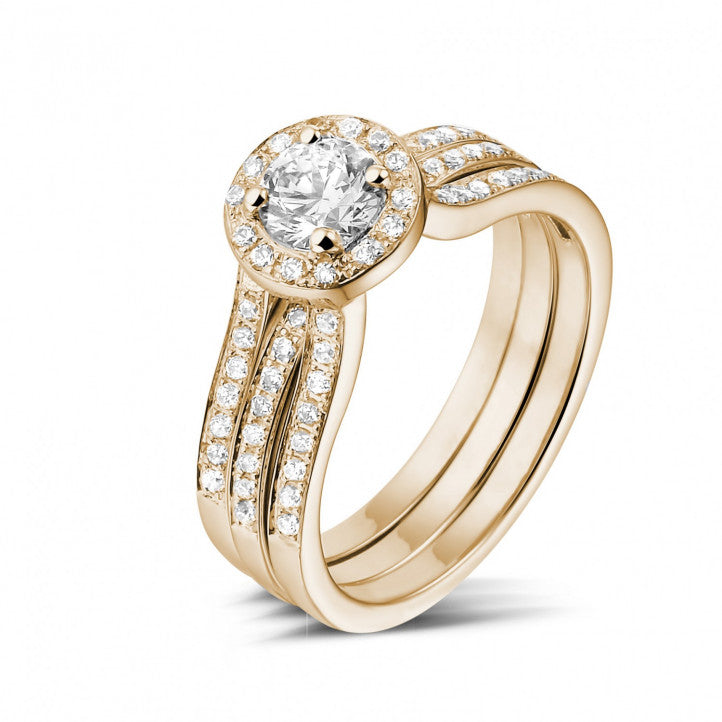 Bague Solitaire LOVE avec double diamants sur les côtés (double bagues)