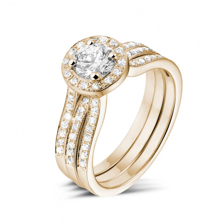 Bague Solitaire LOVE avec double diamants sur les côtés (double bagues)