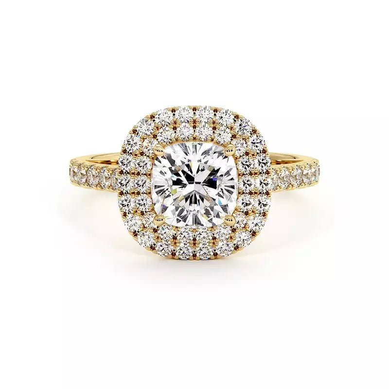 Solitaire Diamant Coussin Double Halo Ma Vie
