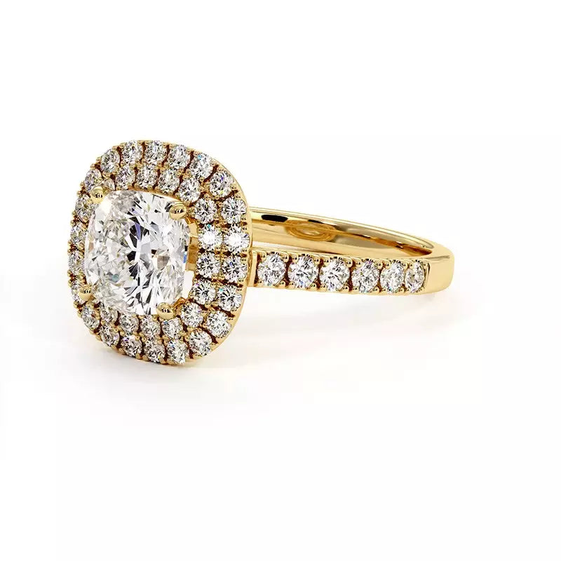 Solitaire Diamant Coussin Double Halo Ma Vie