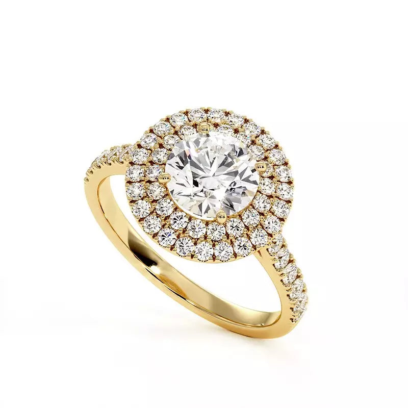 Solitaire Diamant Rond Double Halo Ma Vie