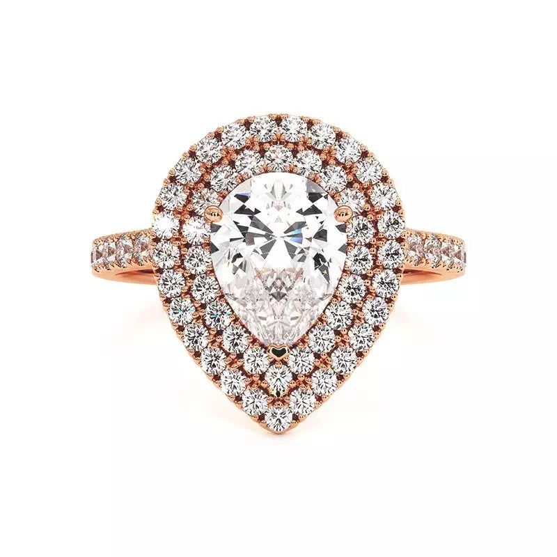 Solitaire Diamant Poire Double Halo Ma Vie