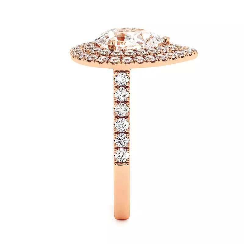 Solitaire Diamant Poire Double Halo Ma Vie
