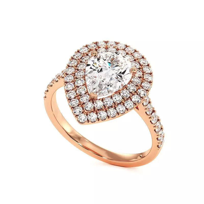 Solitaire Diamant Poire Double Halo Ma Vie