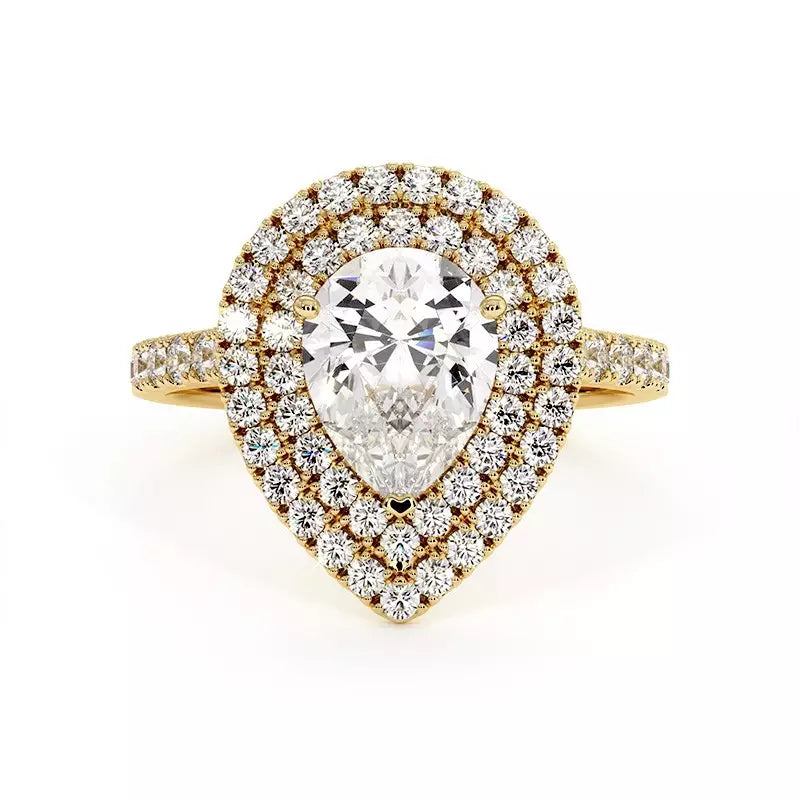 Solitaire Diamant Poire Double Halo Ma Vie
