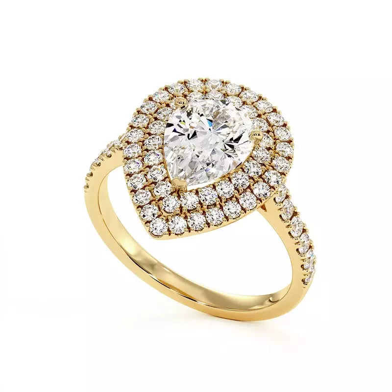 Solitaire Diamant Poire Double Halo Ma Vie