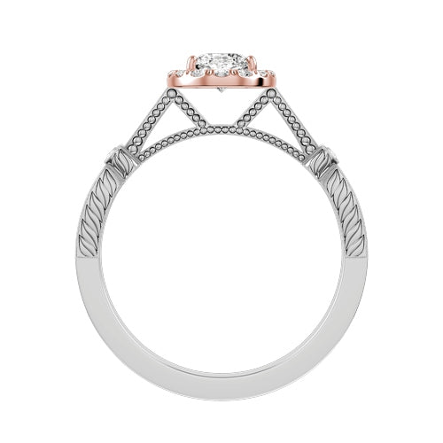 Oval Natural Diamond Bridal Ring — front