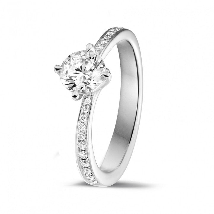 Bague Solitaire Only LOVE Avec Diamants Sur Les Côtés