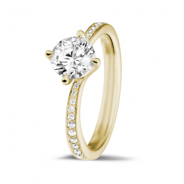 Bague Solitaire Only LOVE Avec Diamants Sur Les Côtés