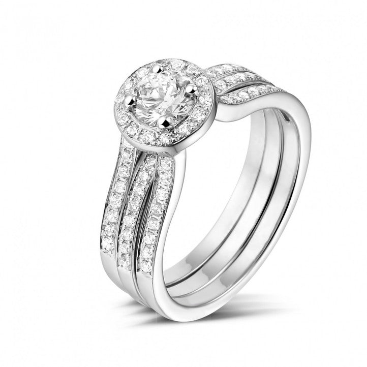 Bague Solitaire LOVE avec double diamants sur les côtés (double bagues)