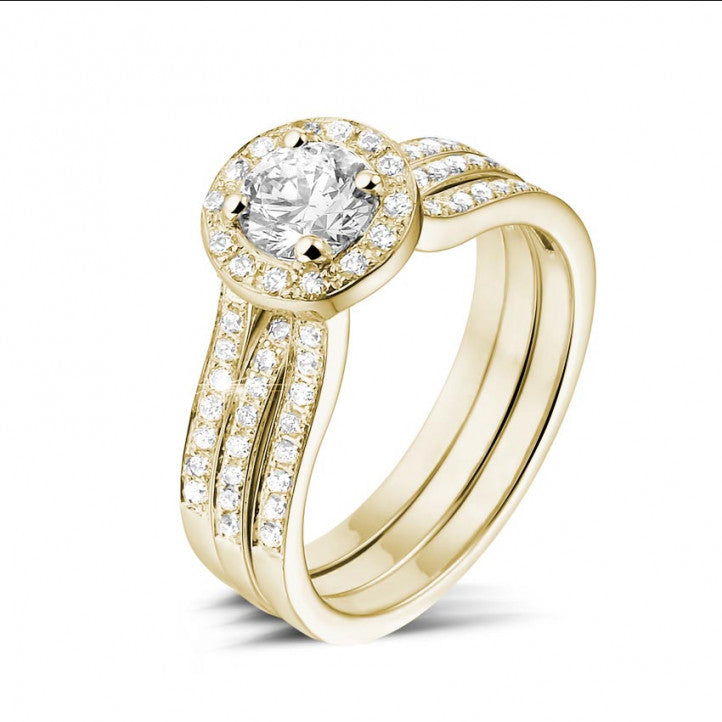 Bague Solitaire LOVE avec double diamants sur les côtés (double bagues)