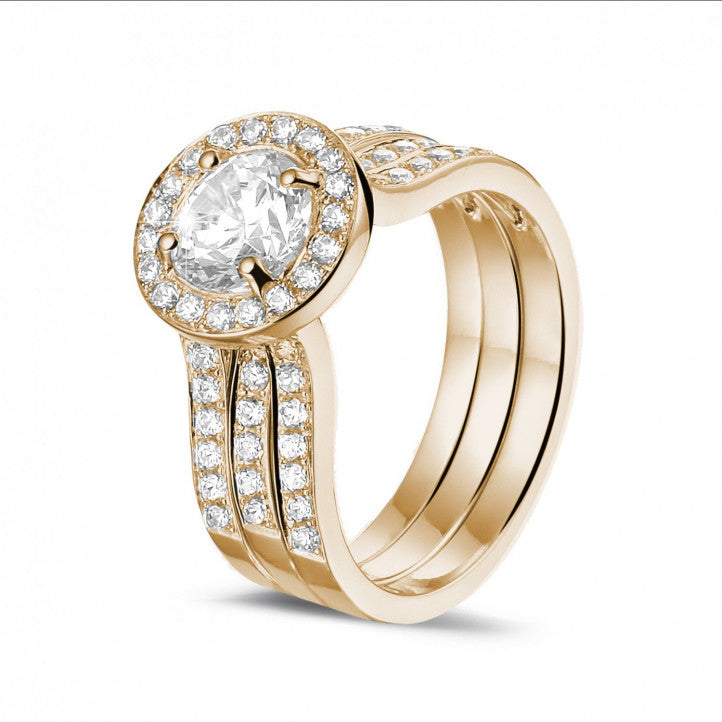 Bague Solitaire LOVE avec double diamants sur les côtés (double bagues)