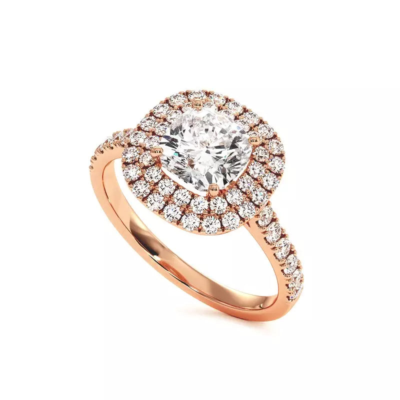 Solitaire Diamant Coussin Double Halo Ma Vie