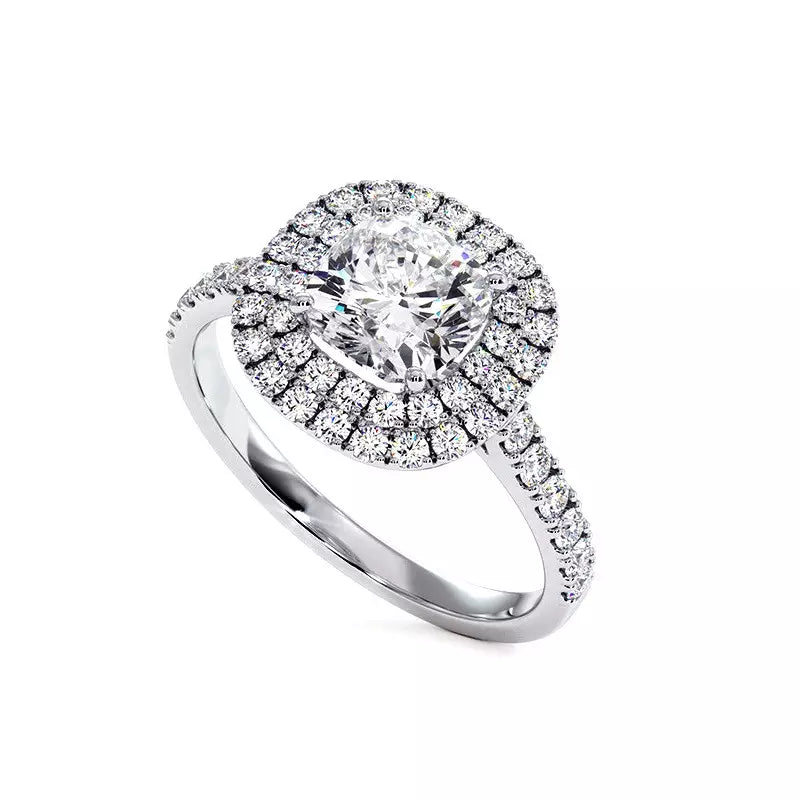 Solitaire Diamant Coussin Double Halo Ma Vie