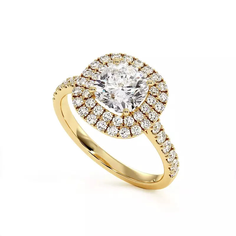 Solitaire Diamant Coussin Double Halo Ma Vie