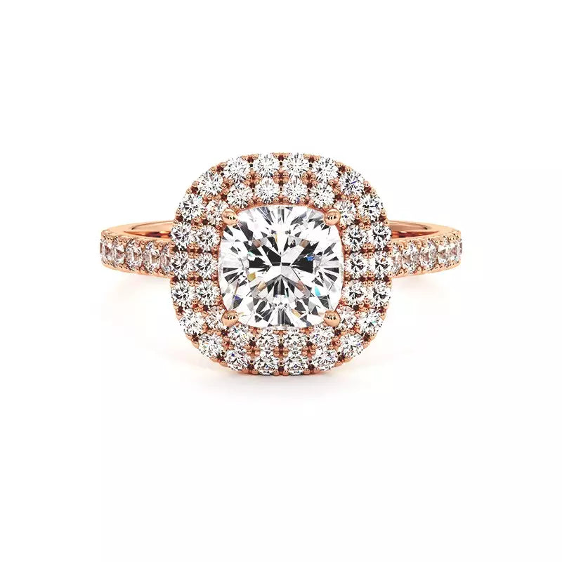 Solitaire Diamant Coussin Double Halo Ma Vie