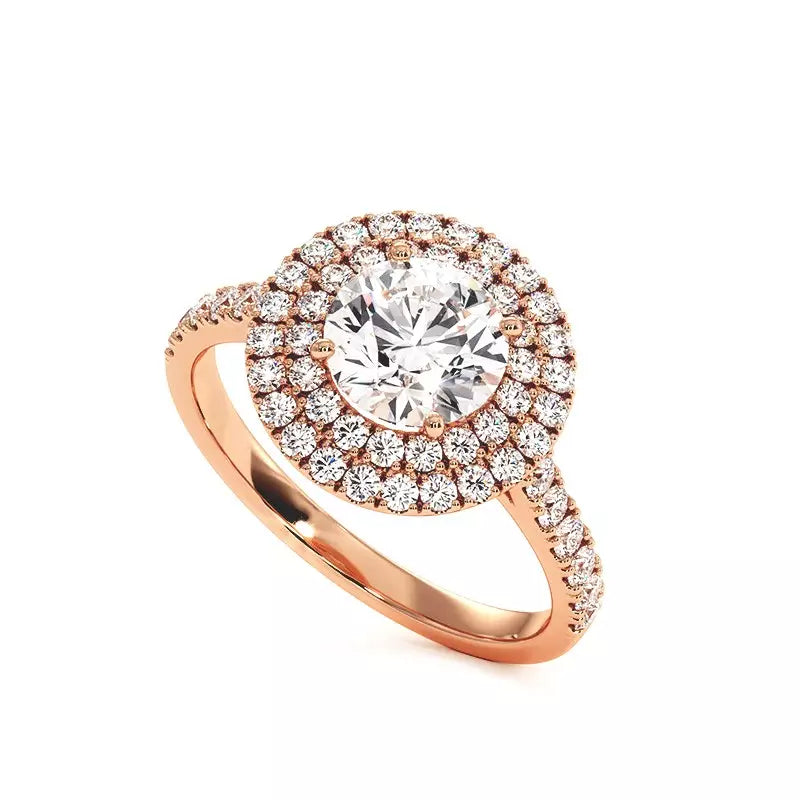 Solitaire Diamant Rond Double Halo Ma Vie