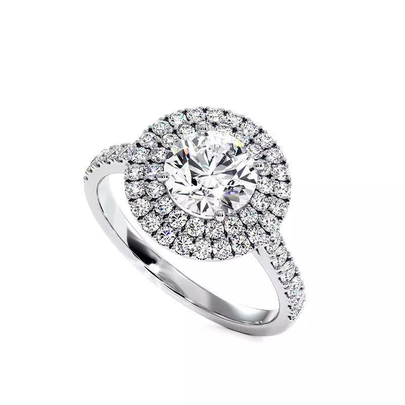 Solitaire Diamant Rond Double Halo Ma Vie