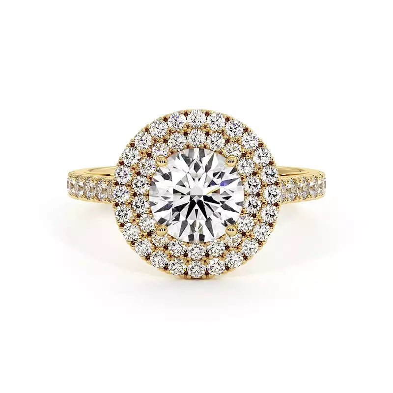 Solitaire Diamant Rond Double Halo Ma Vie