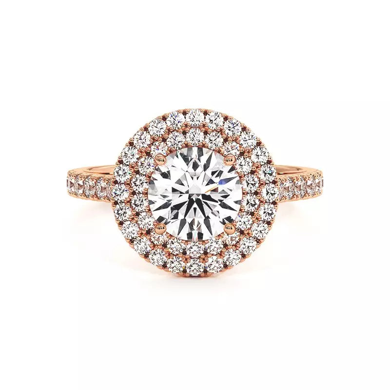 Solitaire Diamant Rond Double Halo Ma Vie