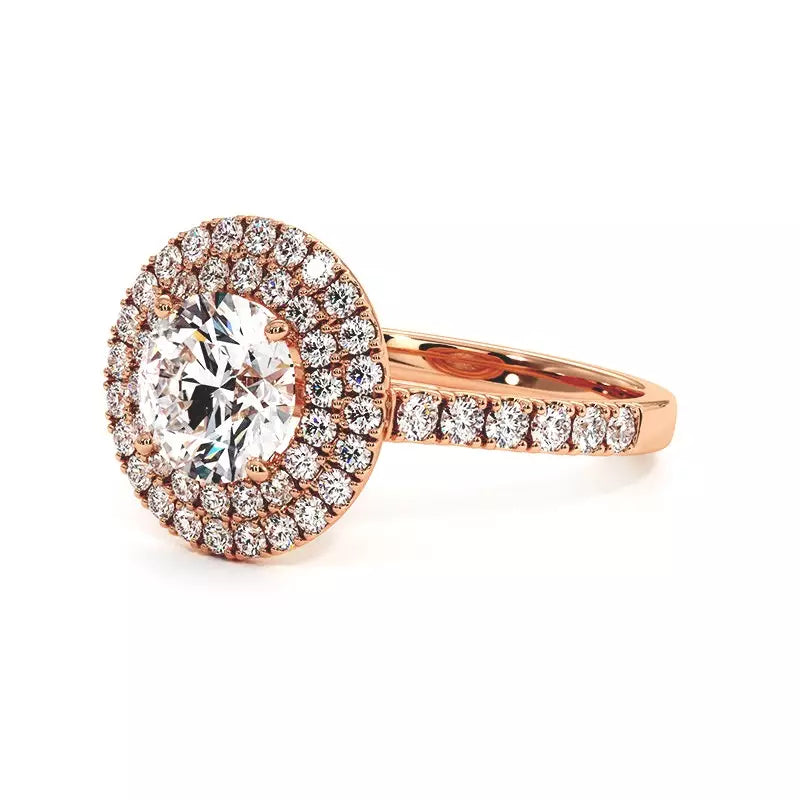 Solitaire Diamant Rond Double Halo Ma Vie