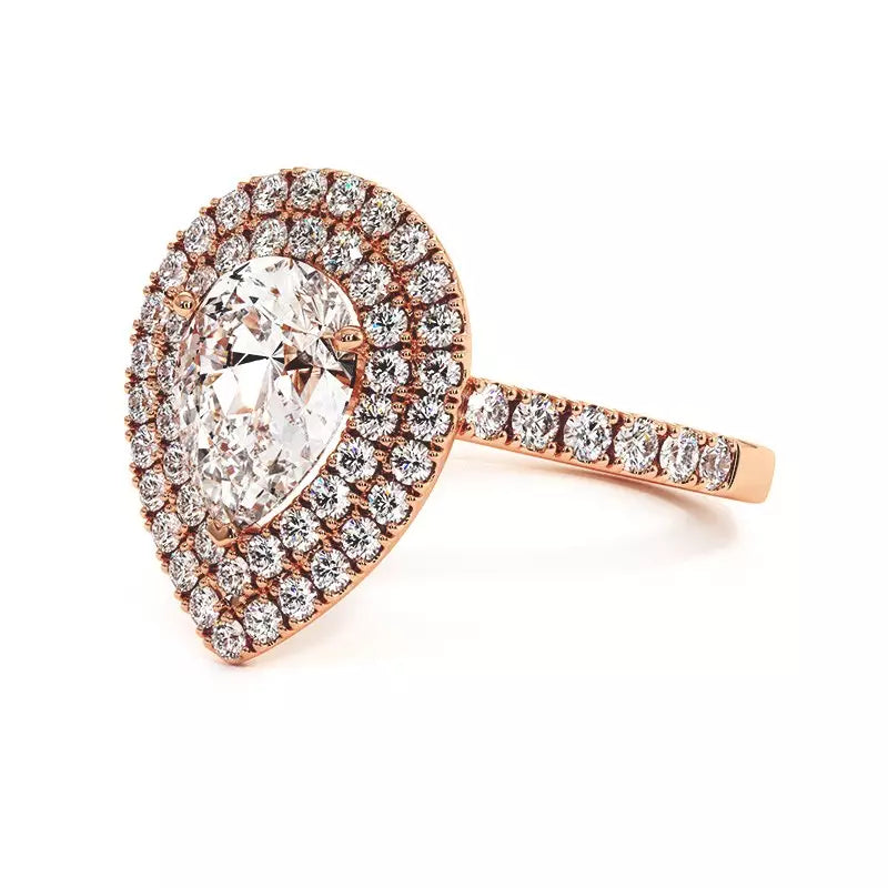 Solitaire Diamant Poire Double Halo Ma Vie