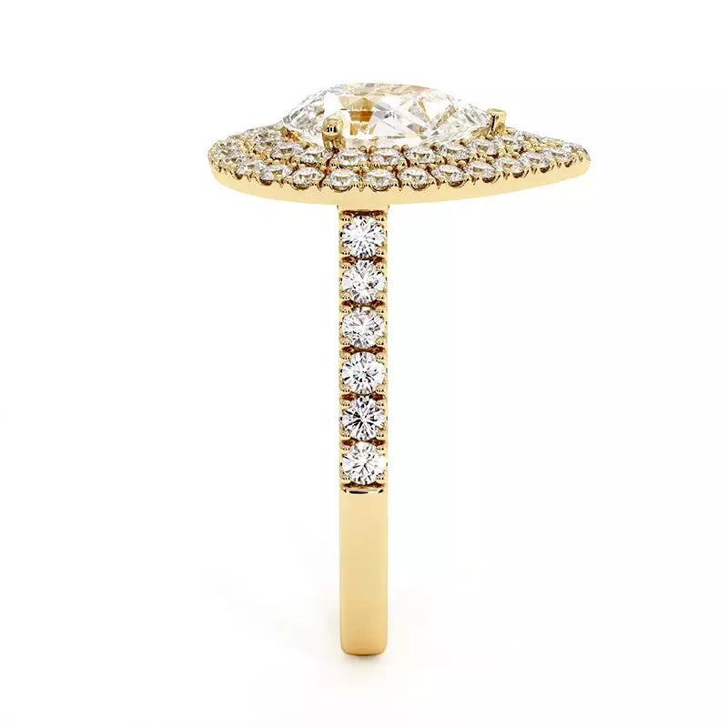 Solitaire Diamant Poire Double Halo Ma Vie