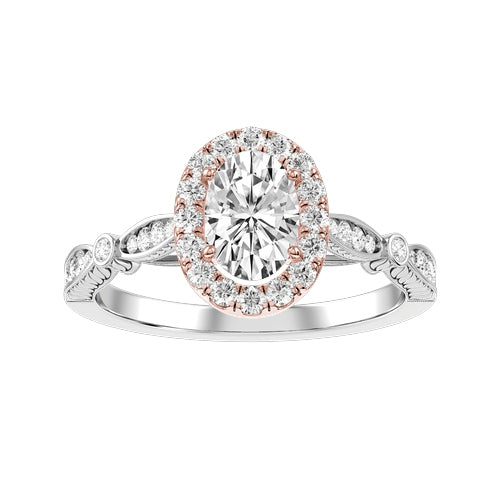 Oval Natural Diamond Bridal Ring — down