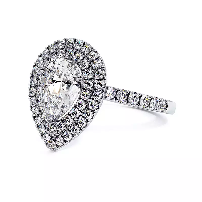 Solitaire Diamant Poire Double Halo Ma Vie – Image 3