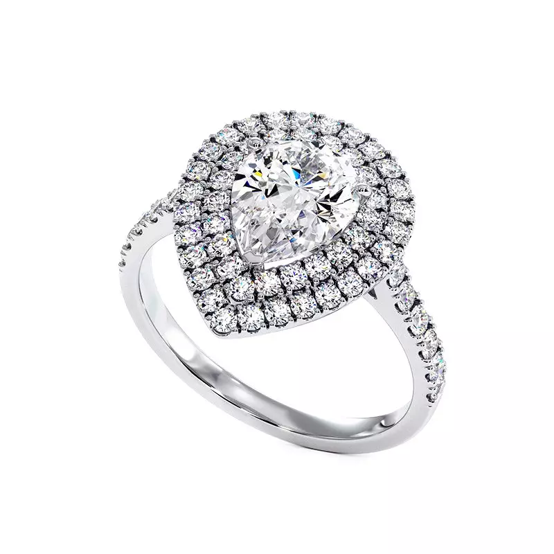 Solitaire Diamant Poire Double Halo Ma Vie